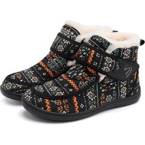 Women’s BoxiBlack Waterproof Snow Boots: Fuzzy, Slip-On Winter Comfort